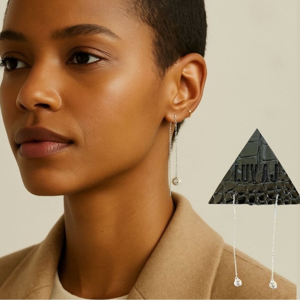 LUV AJ Coil Shell Silver Drop Earrings- NWT